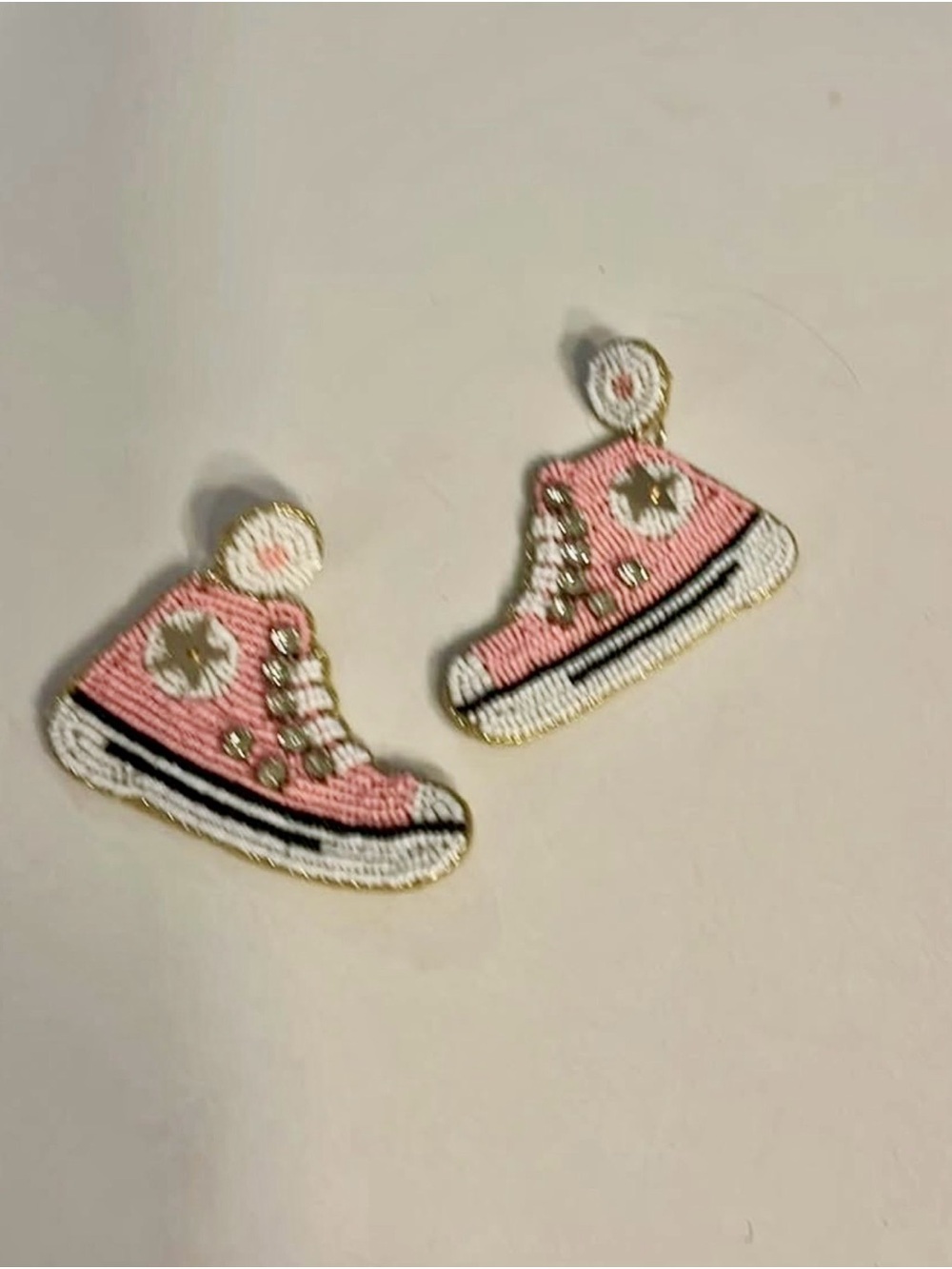 Pink Sneaker Patch Earrings - Cute Converse-Style Design